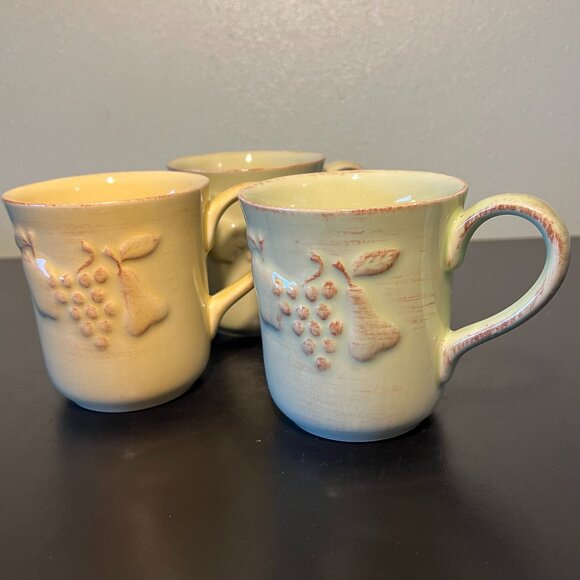 Set of 3 Vtg Casafina MADEIRA HARVEST Embossed Fruit  Stoneware Mugs ~ PORTUGAL - Picture 4 of 13